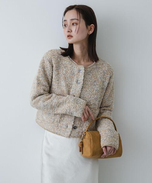 SENSE OF PLACE by URBAN RESEARCH（センスオブプレイスバイアーバンリサーチ）の「『洗濯可』ミックスツイードカーディガン（カーディガン/ボレロ・レディース・ベージュ/ピンク/ブラック・ONE）」の15枚目の写真