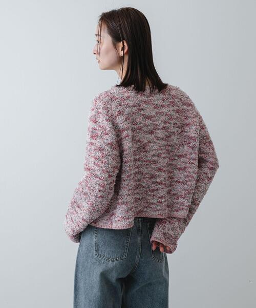 SENSE OF PLACE by URBAN RESEARCH（センスオブプレイスバイアーバンリサーチ）の「『洗濯可』ミックスツイードカーディガン（カーディガン/ボレロ・レディース・ベージュ/ピンク/ブラック・ONE）」の10枚目の写真