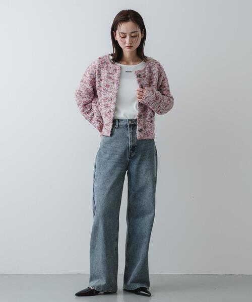 SENSE OF PLACE by URBAN RESEARCH（センスオブプレイスバイアーバンリサーチ）の「『洗濯可』ミックスツイードカーディガン（カーディガン/ボレロ・レディース・ベージュ/ピンク/ブラック・ONE）」の11枚目の写真