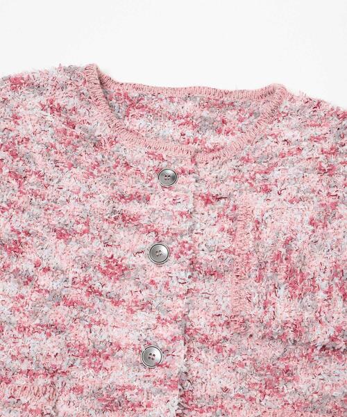 SENSE OF PLACE by URBAN RESEARCH（センスオブプレイスバイアーバンリサーチ）の「『洗濯可』ミックスツイードカーディガン（カーディガン/ボレロ・レディース・ベージュ/ピンク/ブラック・ONE）」の4枚目の写真