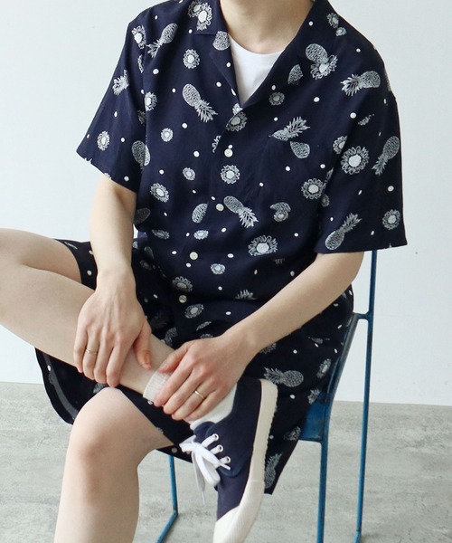 PAR ICI（パーリッシィ）の「パイナップルひまわりプリント ハーフパンツ(セットアップ対応)（その他パンツ・レディース・ネイビー・FREE）」の9枚目の写真