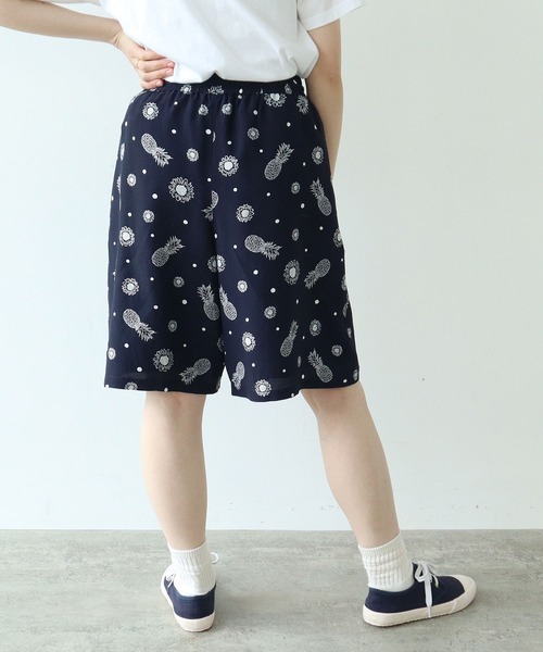 PAR ICI（パーリッシィ）の「パイナップルひまわりプリント ハーフパンツ(セットアップ対応)（その他パンツ・レディース・ネイビー・FREE）」の5枚目の写真