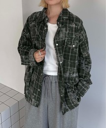 ブリーチ加工ウエスタンチェックシャツ