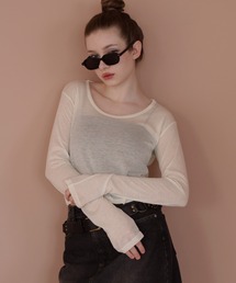 Mili affinity | ショート丈シアークルーネックロンT(Tシャツ/カットソー)