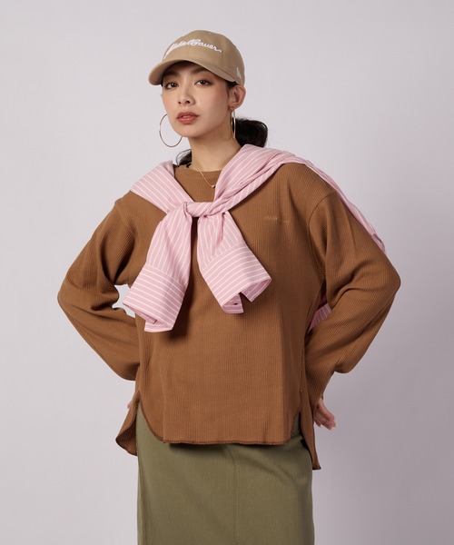 Eddie Bauer(エディーバウアー)の「イージー ワッフル 長袖プルオーバー(Tシャツ/カットソー・レディース・カーキ/ブラック/ダークベージュ・S/XL/L/M)」の1枚目の写真