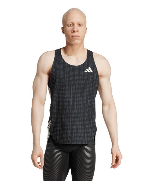 adidas(アディダス)の「アディダス adidas adizeroランニングシングレット(タンクトップ・メンズ・ブラック・S/M/L/LL)」の1枚目の写真
