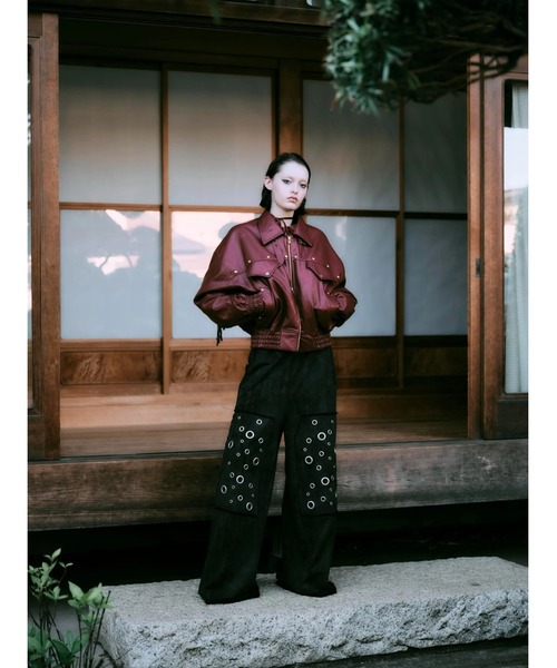 CREO STORE(クレオストア)の「【TAJEN:T】FAKE LEATHER FRINGE BOMBER JACKET/フェイクレザーフリンジボンバージャケット(ブルゾン・レディース・ブラック/バーガンディー・1/2)」の9枚目の写真