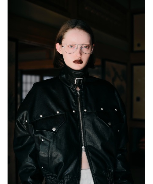 CREO STORE(クレオストア)の「【TAJEN:T】FAKE LEATHER FRINGE BOMBER JACKET/フェイクレザーフリンジボンバージャケット(ブルゾン・レディース・ブラック/バーガンディー・1/2)」の17枚目の写真