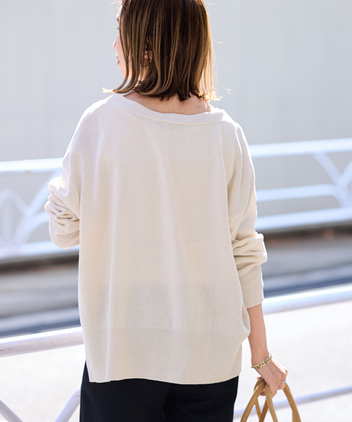 FRAMeWORK（フレームワーク）の「ペーパーコットン Vカーディガン（カーディガン/ボレロ・レディース・サックスブルー/アイボリー/ネイビー/レッド・FREE）」の11枚目の写真