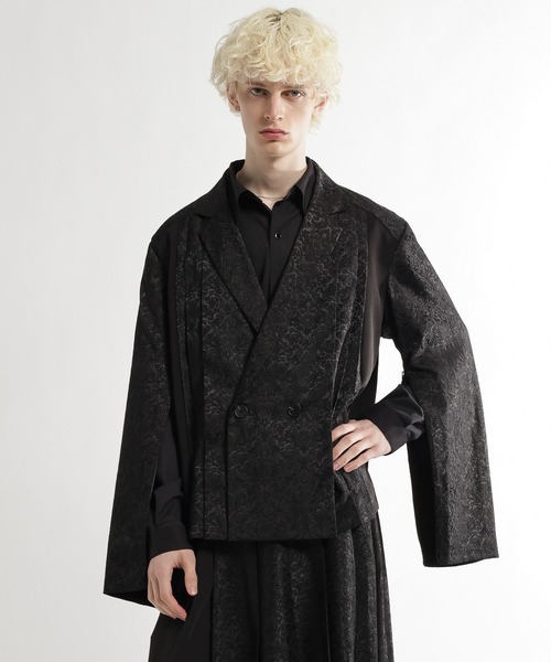 HARE（ハレ）の「ショートプリーツジャケット(HARE)（テーラードジャケット・メンズ・グレー/ブラック/グリーン・FREE）」の2枚目の写真