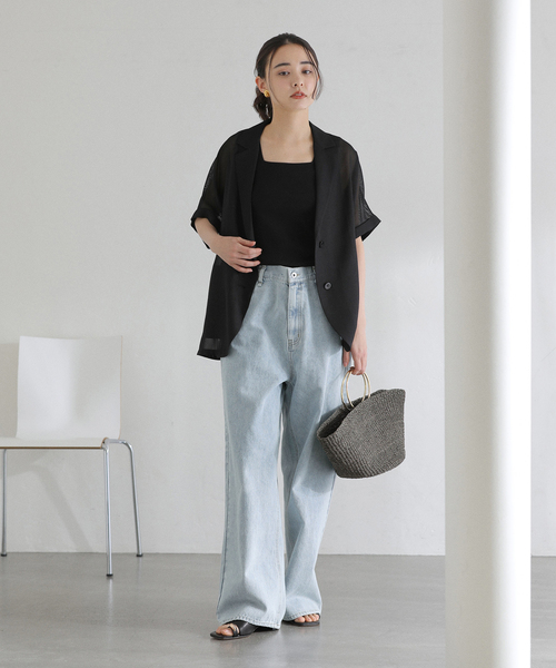La TOTALITE（ラトータリテ）の「【洗える】ドロストワイドデニムパンツ（デニムパンツ・レディース・ブルー・36/38）」の2枚目の写真