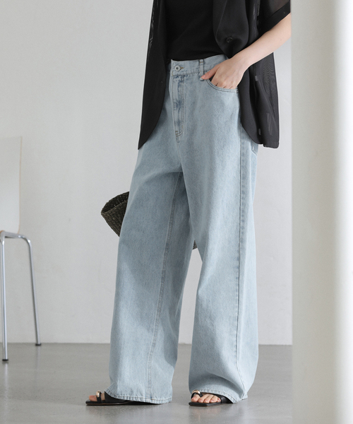 La TOTALITE（ラトータリテ）の「【洗える】ドロストワイドデニムパンツ（デニムパンツ・レディース・ブルー・36/38）」の3枚目の写真