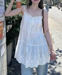 CELENA BEATS（セレナビーツ）の「レース リボン付き シアー ティアード キャミ フェミニン ワンピース（ワンピース）」