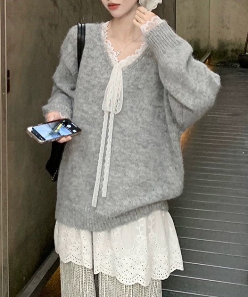 CELENA BEATS(セレナビーツ)の「レース リボン付き シアー ティアード キャミ フェミニン ワンピース(ワンピース・レディース・ホワイト・FREE)」の8枚目の写真