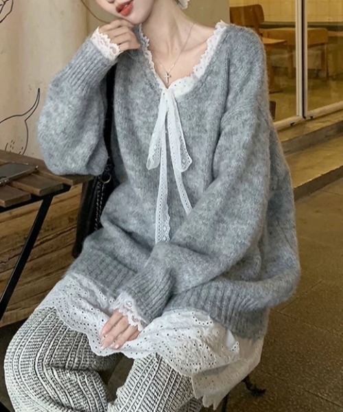 CELENA BEATS(セレナビーツ)の「レース リボン付き シアー ティアード キャミ フェミニン ワンピース(ワンピース・レディース・ホワイト・FREE)」の10枚目の写真