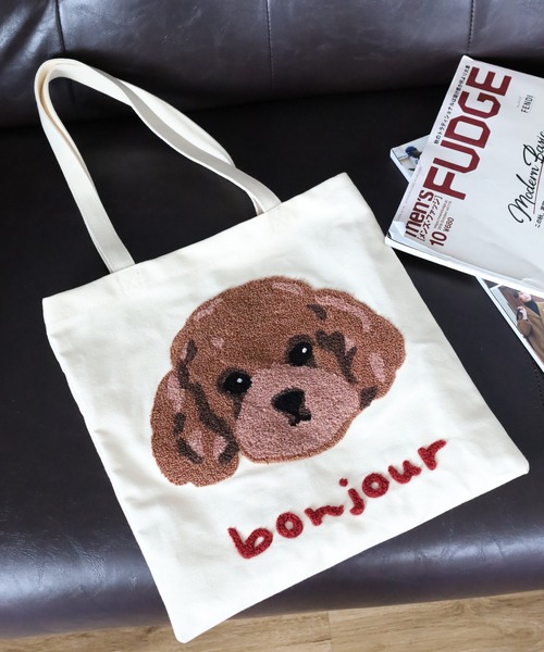FUNALIVE(ファンアライブ)の「もこもこ刺繍 トートバッグ(トートバッグ・レディース・オレンジ/イエロー/アイボリー/ブルー/ピンク/グリーン・ONE SIZE)」の7枚目の写真