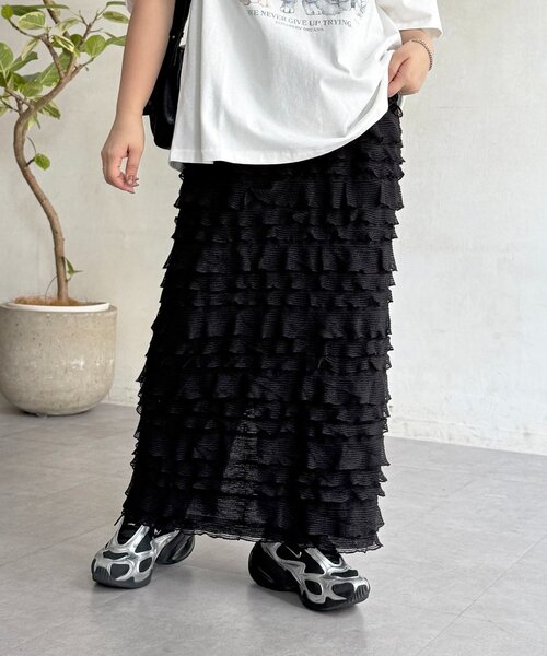 CPCM（シーピーシーエム）の「段々フリルナロースカート（スカート・レディース・ベージュ/アイボリー/ブラック・FREE）」の12枚目の写真