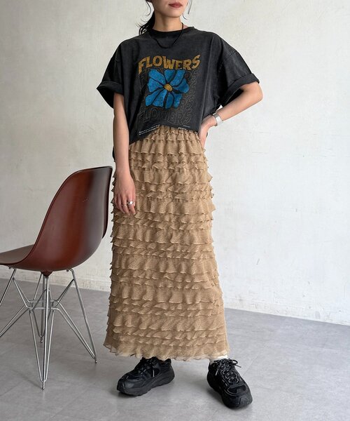 CPCM（シーピーシーエム）の「段々フリルナロースカート（スカート・レディース・ベージュ/アイボリー/ブラック・FREE）」の10枚目の写真