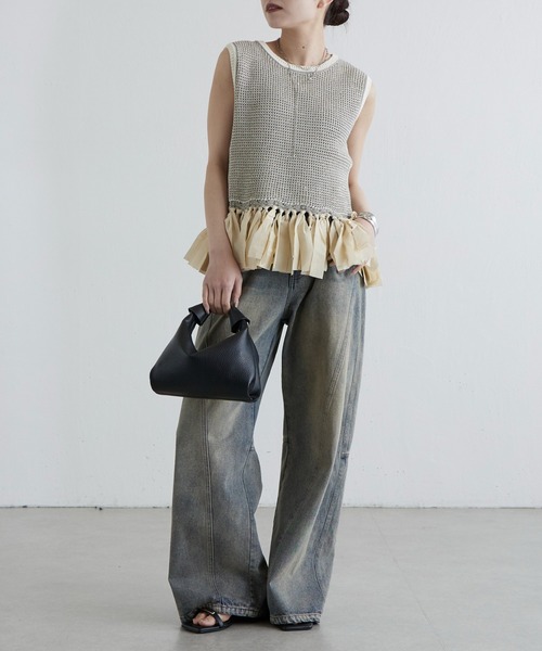 Lui's（ルイス）の「フリンジジャガードニット（ニット/セーター・レディース・ライトグレー/ブラック・FREE）」の19枚目の写真