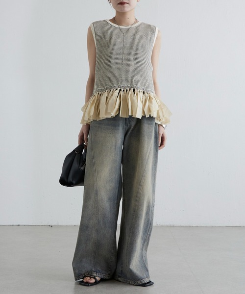 Lui's（ルイス）の「フリンジジャガードニット（ニット/セーター・レディース・ライトグレー/ブラック・FREE）」の20枚目の写真