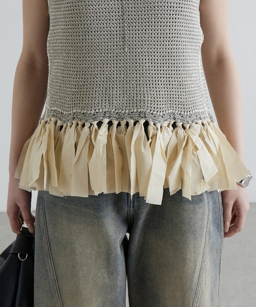 Lui's（ルイス）の「フリンジジャガードニット（ニット/セーター・レディース・ライトグレー/ブラック・FREE）」の17枚目の写真