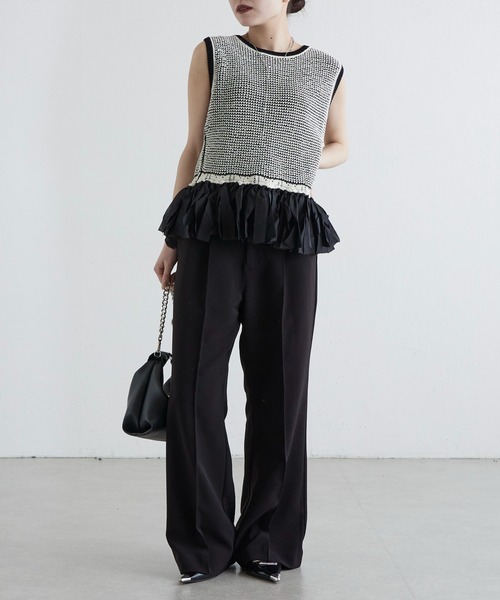 Lui's（ルイス）の「フリンジジャガードニット（ニット/セーター・レディース・ライトグレー/ブラック・FREE）」の7枚目の写真