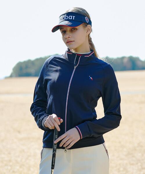 adabat(アダバット)の「【ADABAT NAVY】UVカット ポンチトラックジャージ(ブルゾン・レディース・ホワイト/ネイビー・42/40/38)」の2枚目の写真