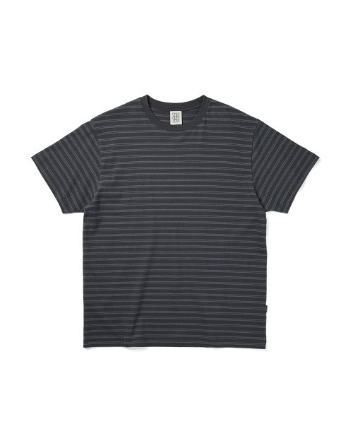 YESEYESEE(イエスアイシー)の「Y.E.S Thin Stripe Tee(Tシャツ/カットソー・メンズ・チャコール/カーキ・XL/L/M/S)」の1枚目の写真
