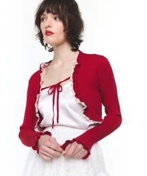 Rosy luce（ロージールーチェ）の「Frill Ribbon Cardigan (フリルリボンカーディガン）（カーディガン/ボレロ）」