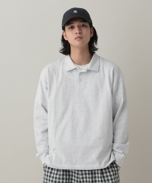 RAGEBLUE(レイジブルー)の「Drawstring Polo Shirt/ドロスト天竺ポロシャツ(Tシャツ/カットソー・メンズ・アッシュグレー/ネイビー・MEDIUM/LARGE)」の16枚目の写真