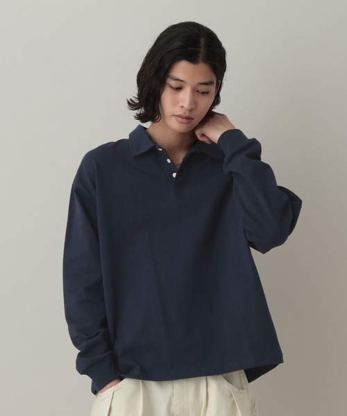 RAGEBLUE(レイジブルー)の「Drawstring Polo Shirt/ドロスト天竺ポロシャツ(Tシャツ/カットソー・メンズ・アッシュグレー/ネイビー・MEDIUM/LARGE)」の21枚目の写真