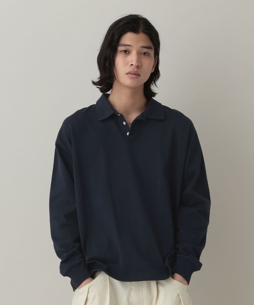 RAGEBLUE(レイジブルー)の「Drawstring Polo Shirt/ドロスト天竺ポロシャツ(Tシャツ/カットソー・メンズ・アッシュグレー/ネイビー・MEDIUM/LARGE)」の10枚目の写真