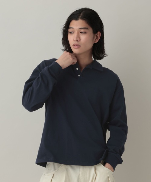 RAGEBLUE(レイジブルー)の「Drawstring Polo Shirt/ドロスト天竺ポロシャツ(Tシャツ/カットソー・メンズ・アッシュグレー/ネイビー・MEDIUM/LARGE)」の11枚目の写真