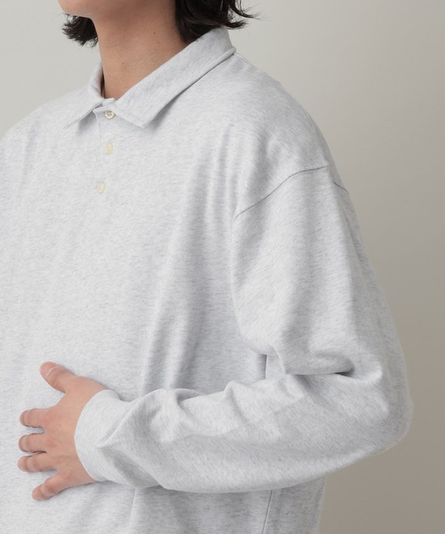 RAGEBLUE(レイジブルー)の「Drawstring Polo Shirt/ドロスト天竺ポロシャツ(Tシャツ/カットソー・メンズ・アッシュグレー/ネイビー・MEDIUM/LARGE)」の5枚目の写真