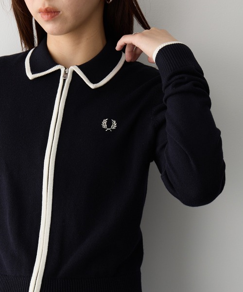 FRED PERRY(フレッドペリー)の「【FRED PERRY】ZIP-THROUGH KNITTED SHIRT K3122/ジップスルーニットカーディガン(カーディガン/ボレロ・レディース・アイボリー/ネイビー系2・FREE)」の16枚目の写真