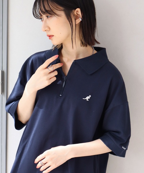 KANGOL(カンゴール)の「【KANGOL/カンゴール】別注 ワンポイント刺繍 ハーフジップ 半袖 ポロシャツ(ポロシャツ・メンズ・ネイビー/ブラウン/ワインレッド/ホワイト/ブラック系1/グリーン/ブラック系2/チャコールグレー・M/S/XL/L)」の7枚目の写真