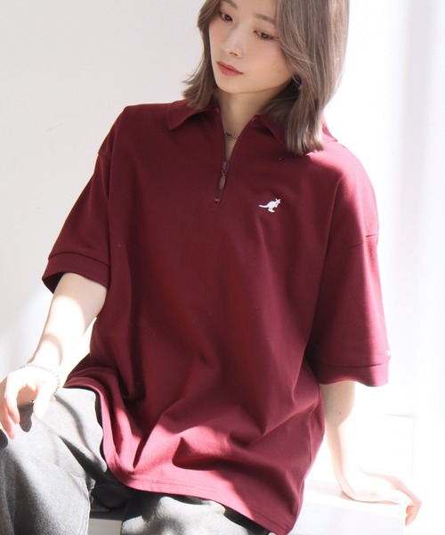 KANGOL(カンゴール)の「【KANGOL/カンゴール】別注 ワンポイント刺繍 ハーフジップ 半袖 ポロシャツ(ポロシャツ・メンズ・ネイビー/ブラウン/ワインレッド/ホワイト/ブラック系1/グリーン/ブラック系2/チャコールグレー・M/S/XL/L)」の8枚目の写真