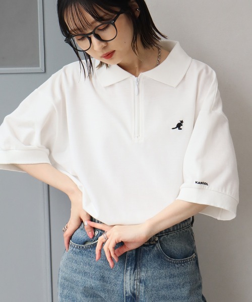 KANGOL(カンゴール)の「【KANGOL/カンゴール】別注 ワンポイント刺繍 ハーフジップ 半袖 ポロシャツ(ポロシャツ・メンズ・ネイビー/ブラウン/ワインレッド/ホワイト/ブラック系1/グリーン/ブラック系2/チャコールグレー・M/S/XL/L)」の9枚目の写真