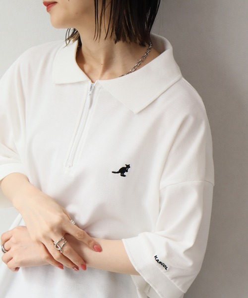 KANGOL(カンゴール)の「【KANGOL/カンゴール】別注 ワンポイント刺繍 ハーフジップ 半袖 ポロシャツ(ポロシャツ・メンズ・ネイビー/ブラウン/ワインレッド/ホワイト/ブラック系1/グリーン/ブラック系2/チャコールグレー・M/S/XL/L)」の10枚目の写真