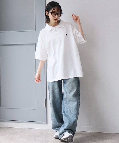 KANGOL(カンゴール)の「【KANGOL/カンゴール】別注 ワンポイント刺繍 ハーフジップ 半袖 ポロシャツ(ポロシャツ・メンズ・ネイビー/ブラウン/ワインレッド/ホワイト/ブラック系1/グリーン/ブラック系2/チャコールグレー・M/S/XL/L)」の13枚目の写真