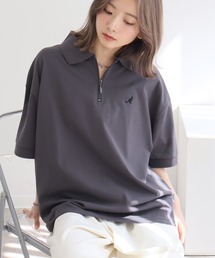 KANGOL（カンゴール）の「【KANGOL カンゴール】別注 ワンポイント刺繍 ハーフジップ 半袖 ポロシャツ（ポロシャツ）」