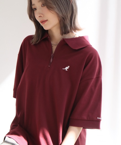 KANGOL(カンゴール)の「【KANGOL/カンゴール】別注 ワンポイント刺繍 ハーフジップ 半袖 ポロシャツ(ポロシャツ・メンズ・ネイビー/ブラウン/ワインレッド/ホワイト/ブラック系1/グリーン/ブラック系2/チャコールグレー・M/S/XL/L)」の17枚目の写真