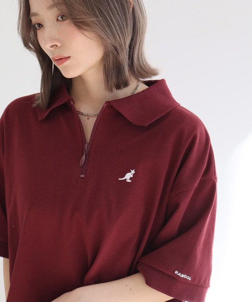 KANGOL(カンゴール)の「【KANGOL/カンゴール】別注 ワンポイント刺繍 ハーフジップ 半袖 ポロシャツ(ポロシャツ・メンズ・ネイビー/ブラウン/ワインレッド/ホワイト/ブラック系1/グリーン/ブラック系2/チャコールグレー・M/S/XL/L)」の18枚目の写真