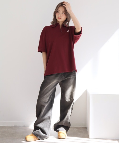 KANGOL(カンゴール)の「【KANGOL/カンゴール】別注 ワンポイント刺繍 ハーフジップ 半袖 ポロシャツ(ポロシャツ・メンズ・ネイビー/ブラウン/ワインレッド/ホワイト/ブラック系1/グリーン/ブラック系2/チャコールグレー・M/S/XL/L)」の22枚目の写真