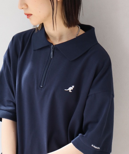 KANGOL(カンゴール)の「【KANGOL/カンゴール】別注 ワンポイント刺繍 ハーフジップ 半袖 ポロシャツ(ポロシャツ・メンズ・ネイビー/ブラウン/ワインレッド/ホワイト/ブラック系1/グリーン/ブラック系2/チャコールグレー・M/S/XL/L)」の15枚目の写真