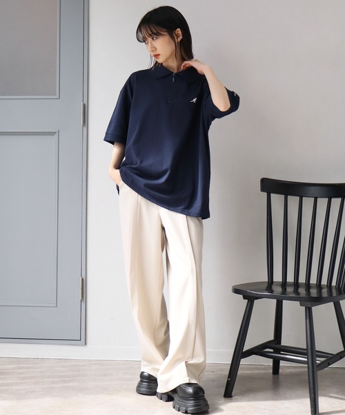 KANGOL(カンゴール)の「【KANGOL/カンゴール】別注 ワンポイント刺繍 ハーフジップ 半袖 ポロシャツ(ポロシャツ・メンズ・ネイビー/ブラウン/ワインレッド/ホワイト/ブラック系1/グリーン/ブラック系2/チャコールグレー・M/S/XL/L)」の16枚目の写真
