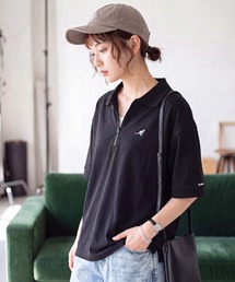KANGOL（カンゴール）の「【KANGOL カンゴール】別注 ワンポイント刺繍 ハーフジップ 半袖 ポロシャツ（ポロシャツ）」