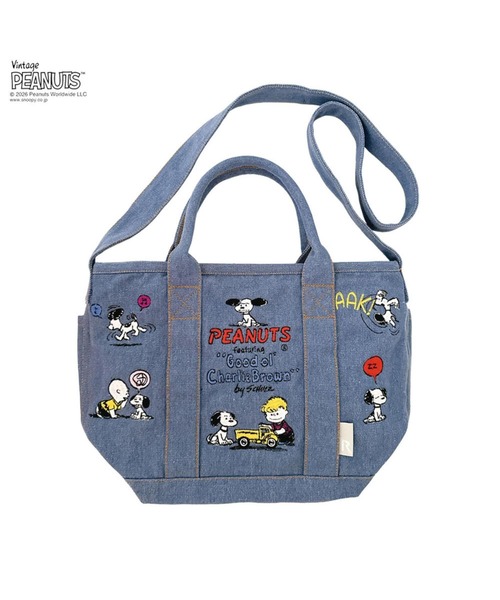 Vintage PEANUTS(ビンテージピーナッツ)の「ルートート / SNOOPY スヌーピー IP.デリ.シシュウ.ピーナッツ-0Y(ショルダーバッグ・レディース・ネイビー/サックスブルー/アイボリー・FREE)」の3枚目の写真