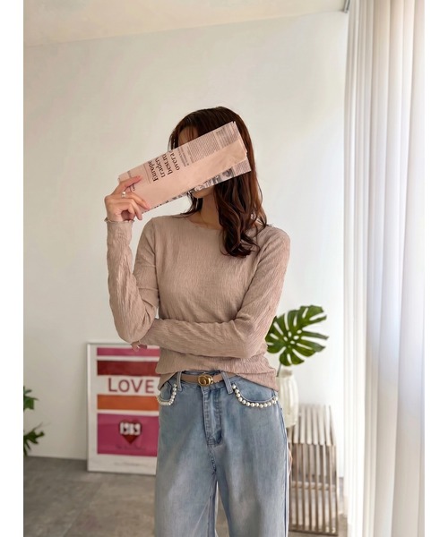 fifth（フィフス）の「カットシャーリングクルーネックロンT（Tシャツ/カットソー・レディース・ブルー/ブラック/グレイッシュベージュ/アイボリー・M）」の3枚目の写真