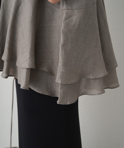 PUAL CE CIN（ピュアルセシン）の「ラミー2枚重ねペプラムブラウス（シャツ/ブラウス・レディース・グレー/サックスブルー/キャメル・FREE）」の22枚目の写真